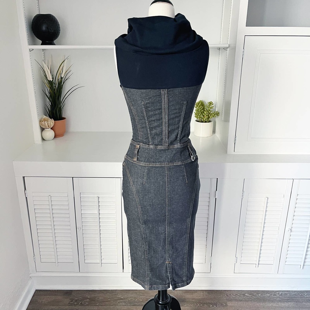 Vintage D&G Dolce & Gabbana Denim Fitted Bustier Dress Size XS - Picture 5 of 10